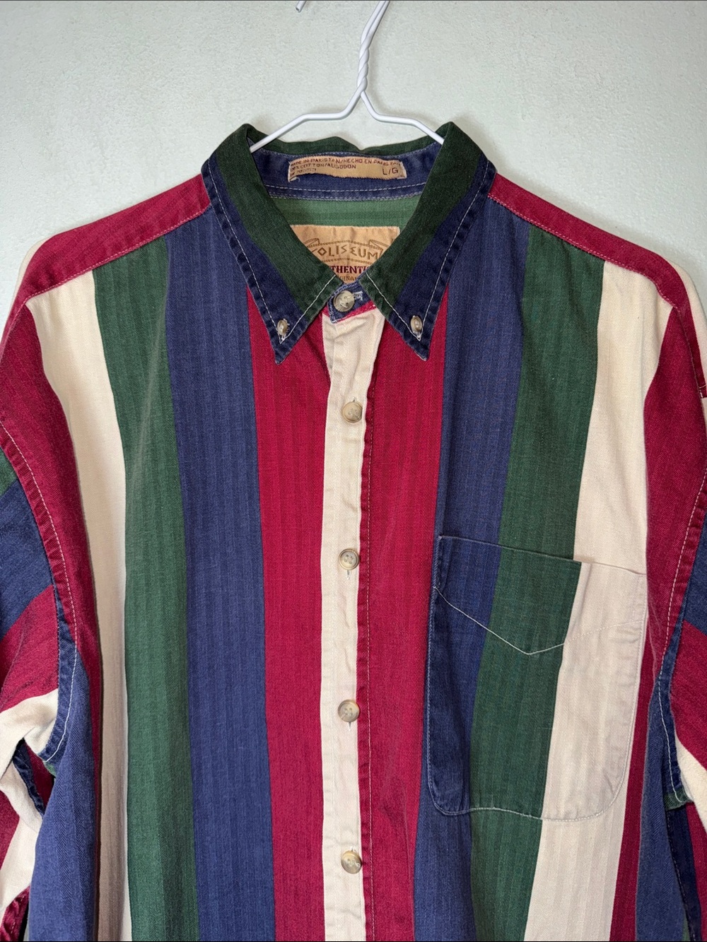 Vintage Coliseum Striped Button-Up Long Sleeve Brushpopper Western 100% Cotton L - Picture 3 of 12